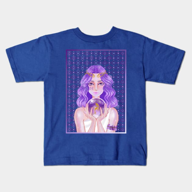 Pisces Amethyst Kids T-Shirt by amadeuxway